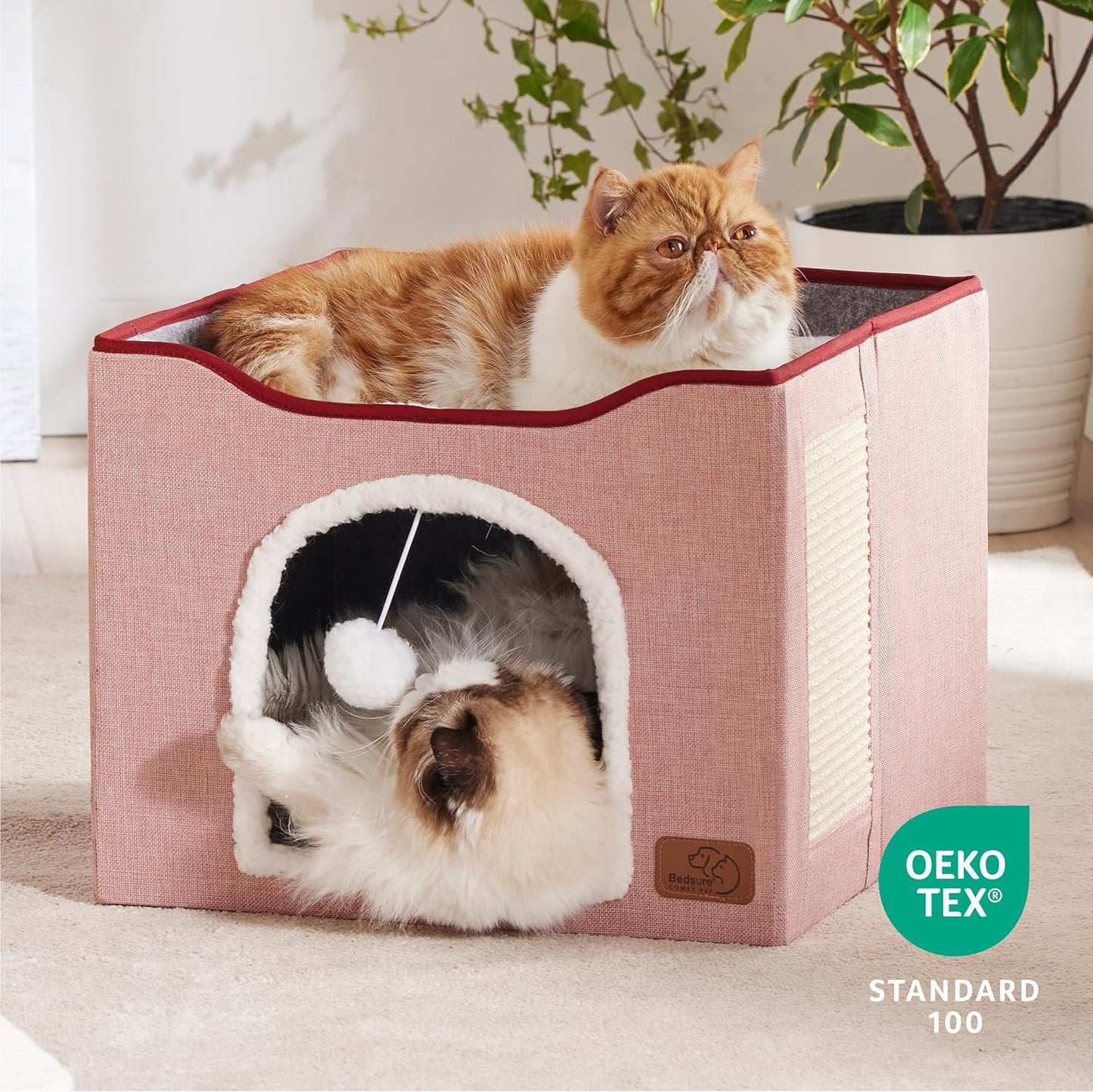 Cat House with Fluffy Ball Hanging