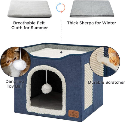 Cat House with Fluffy Ball Hanging