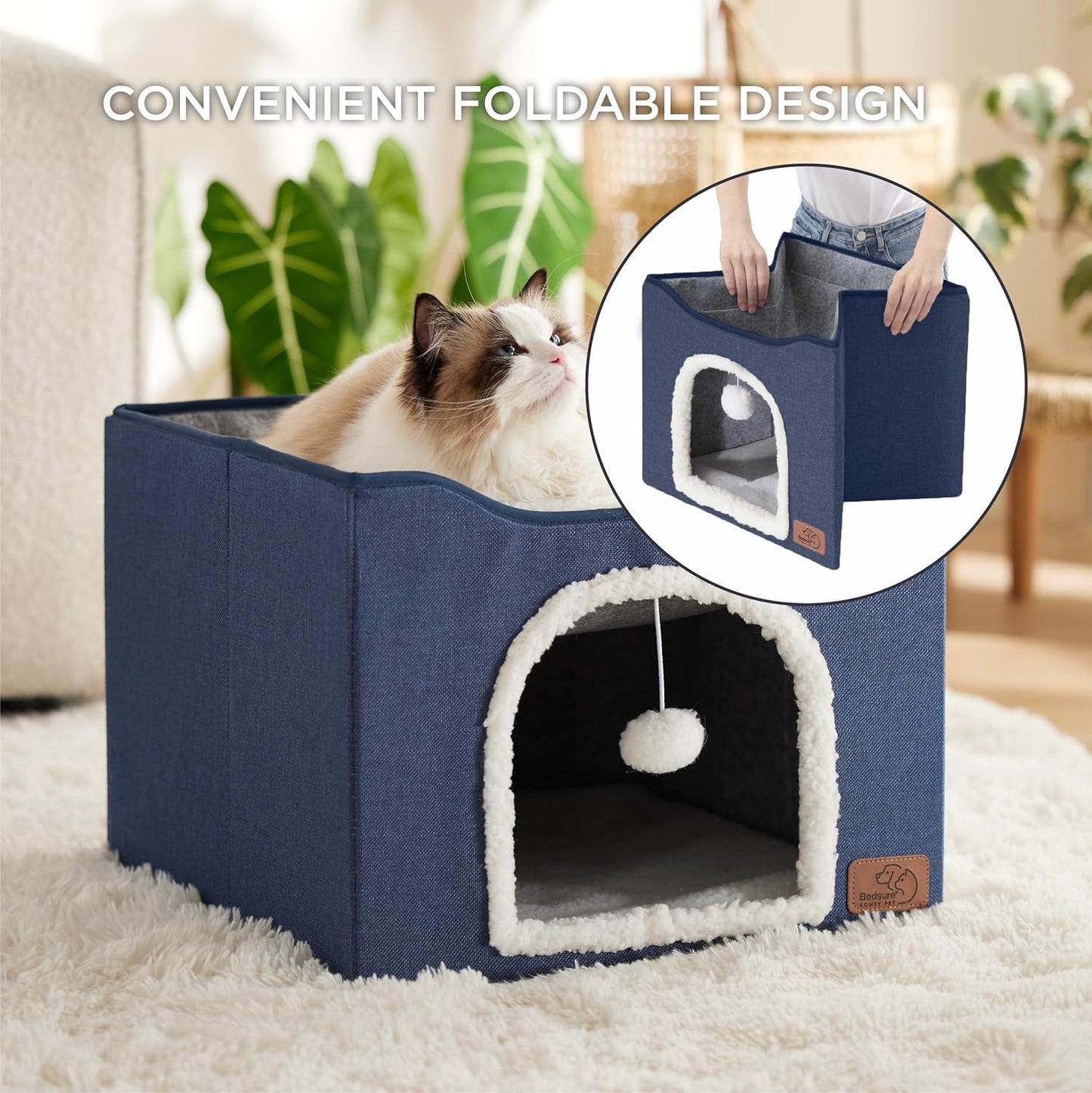 Cat House with Fluffy Ball Hanging