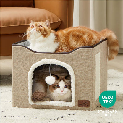 Cat House with Fluffy Ball Hanging