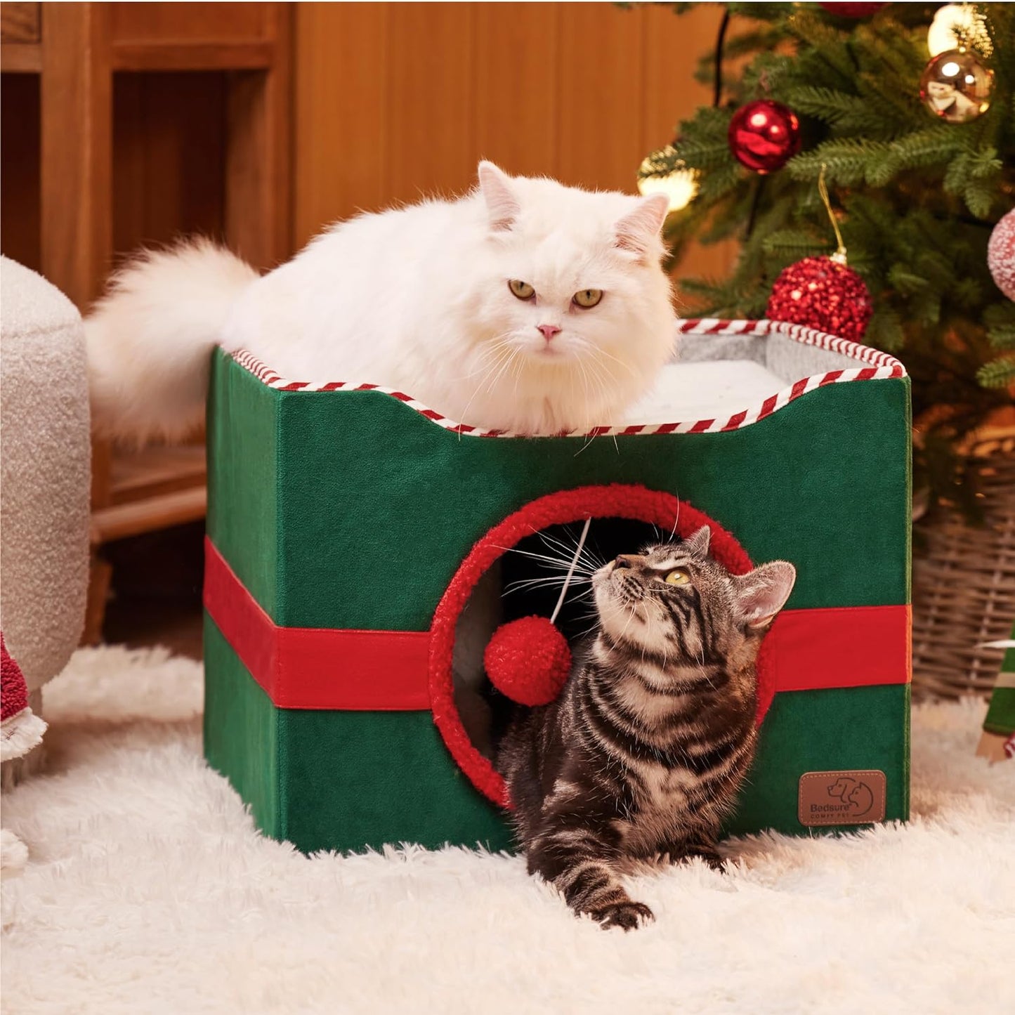 Cat House with Fluffy Ball Hanging