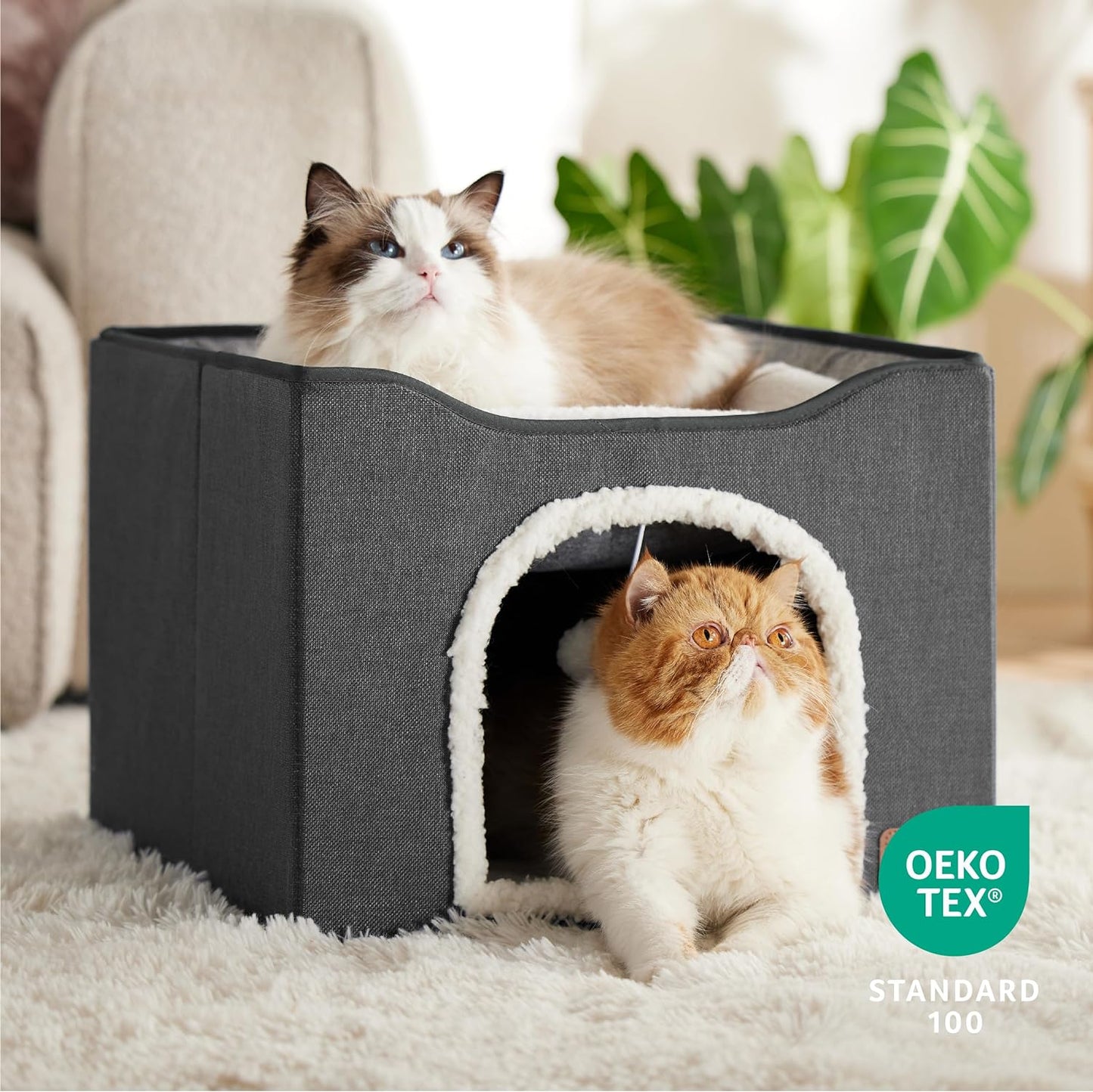 Cat House with Fluffy Ball Hanging